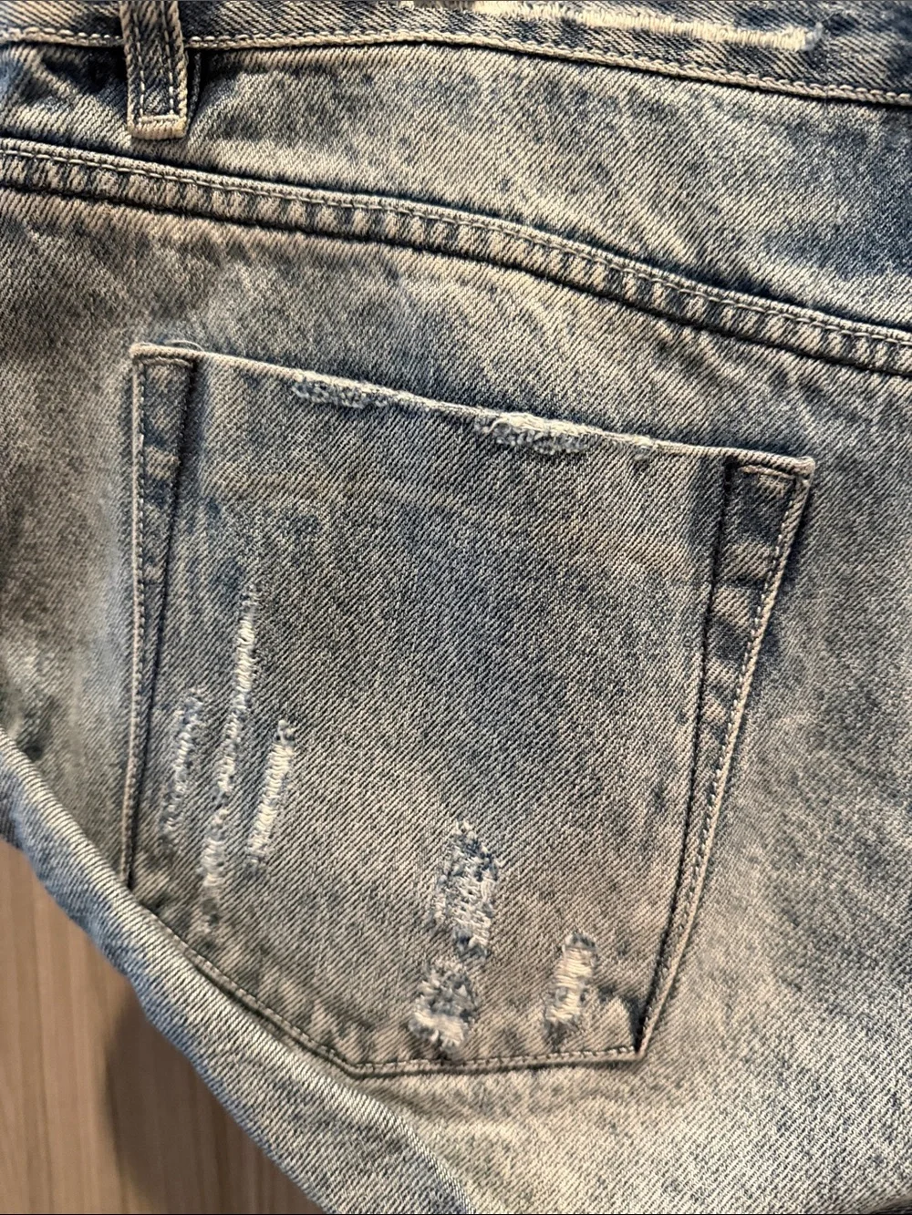 One Teaspoon Light Blue Distressed Denim Shorts